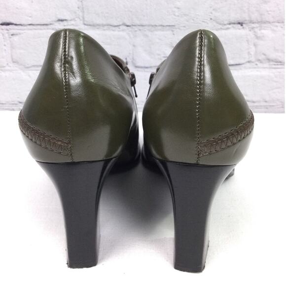 Franco Sarto Square Toe Olive Green Vegan Leather Side Zip Bootie 10M - Picture 6 of 12